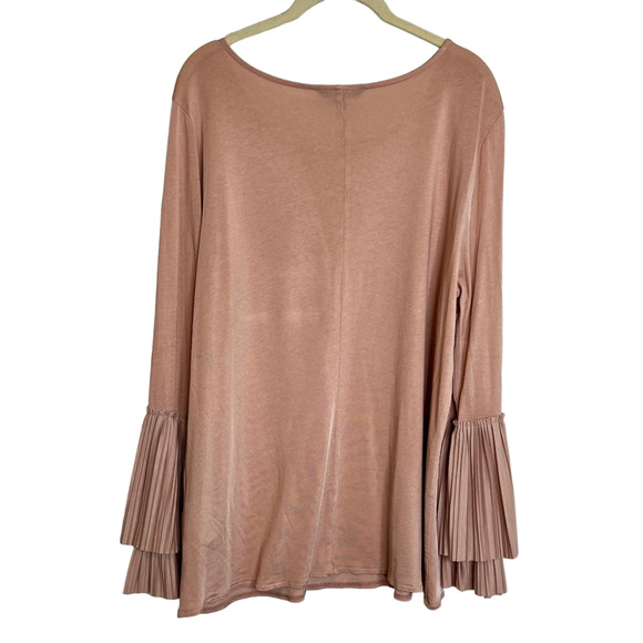 Banana Republic Womens Knit Blouse XL Blush Pink Pullover Shirred Bell Cuffs - Picture 3 of 5